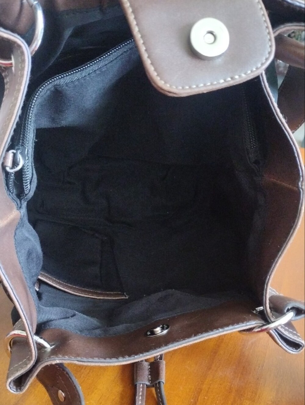 Wilsons Leather Vintage Black Canvas & Brown Leather Bucket Bag - Picture 9 of 13
